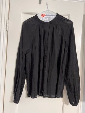 Black Long-Sleeve Button Front woman’s  Shirt